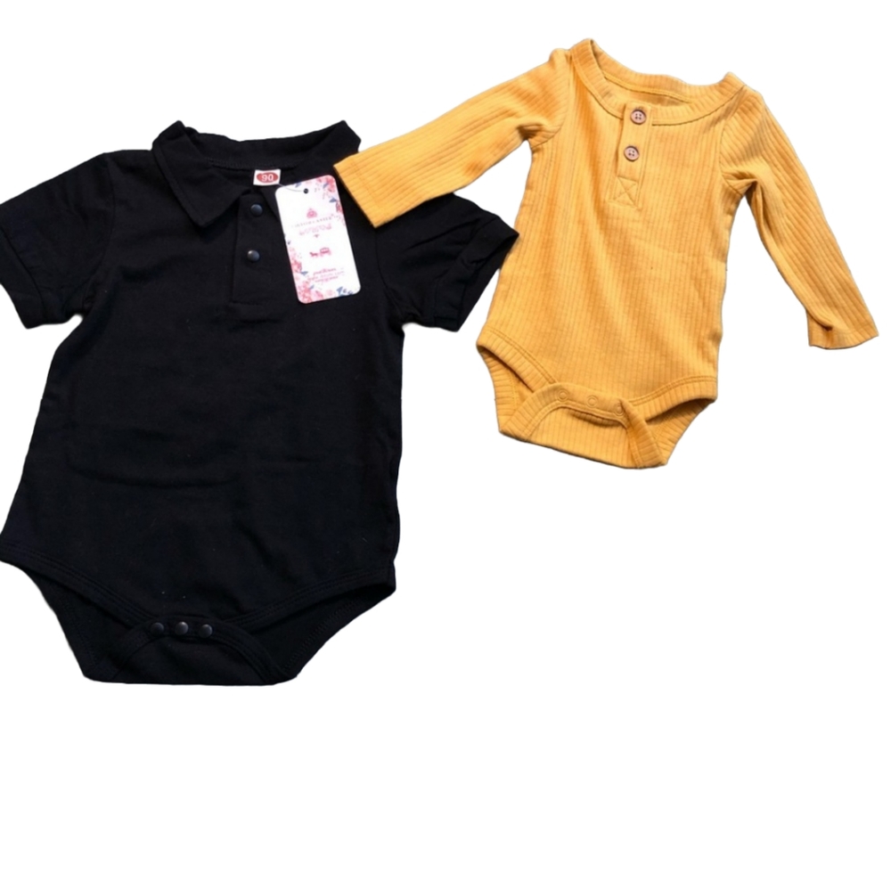 NWT Cat & Jack| Two Baby Romper Black & Orange NB/RN